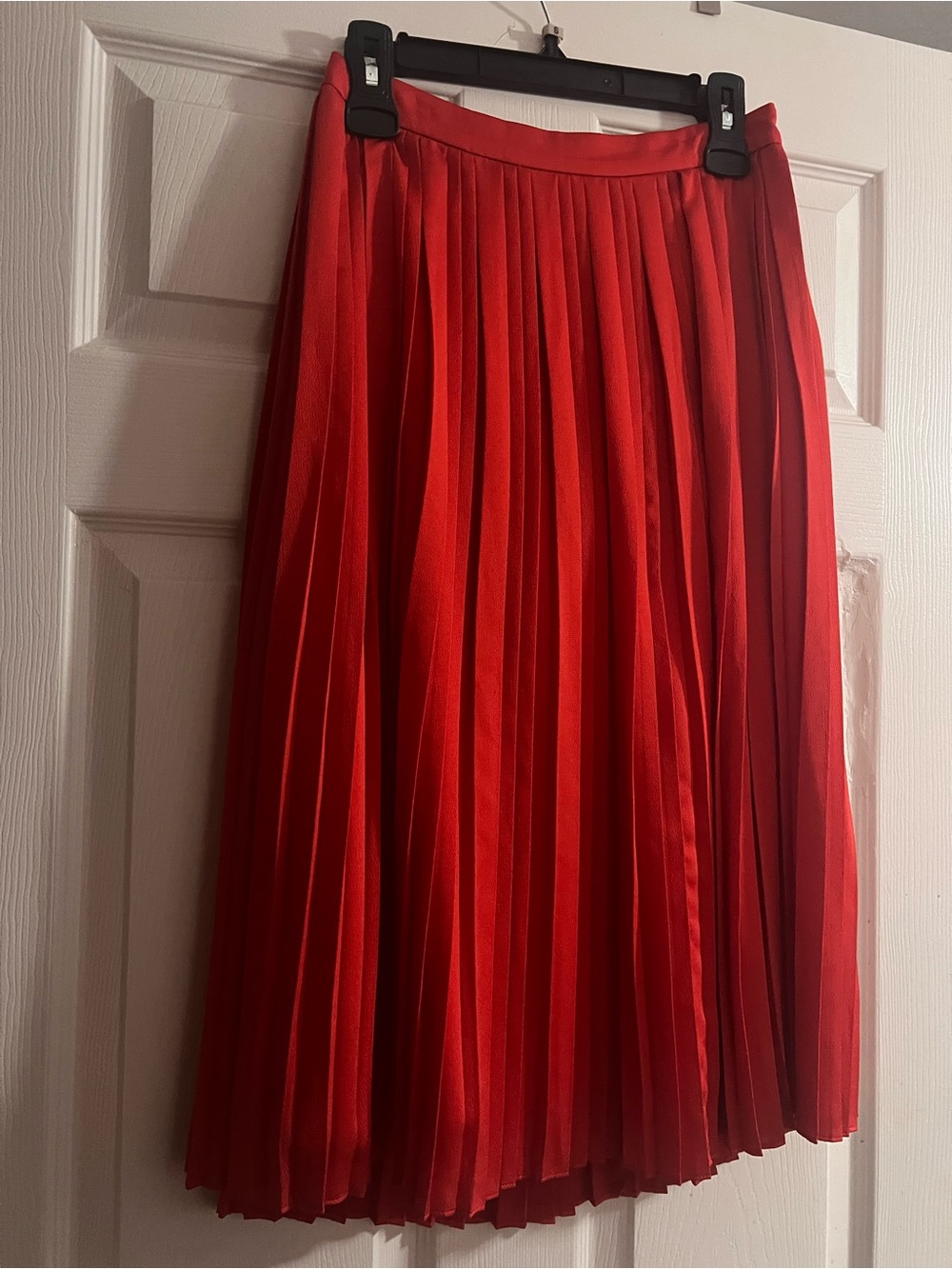 Banana Republic Red Pleated A-Line Midi Skirt
